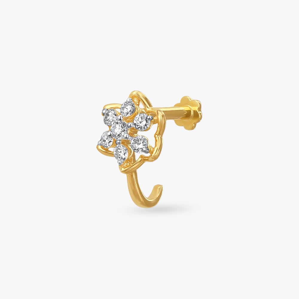 

Floral Trail Diamond Nose Pin