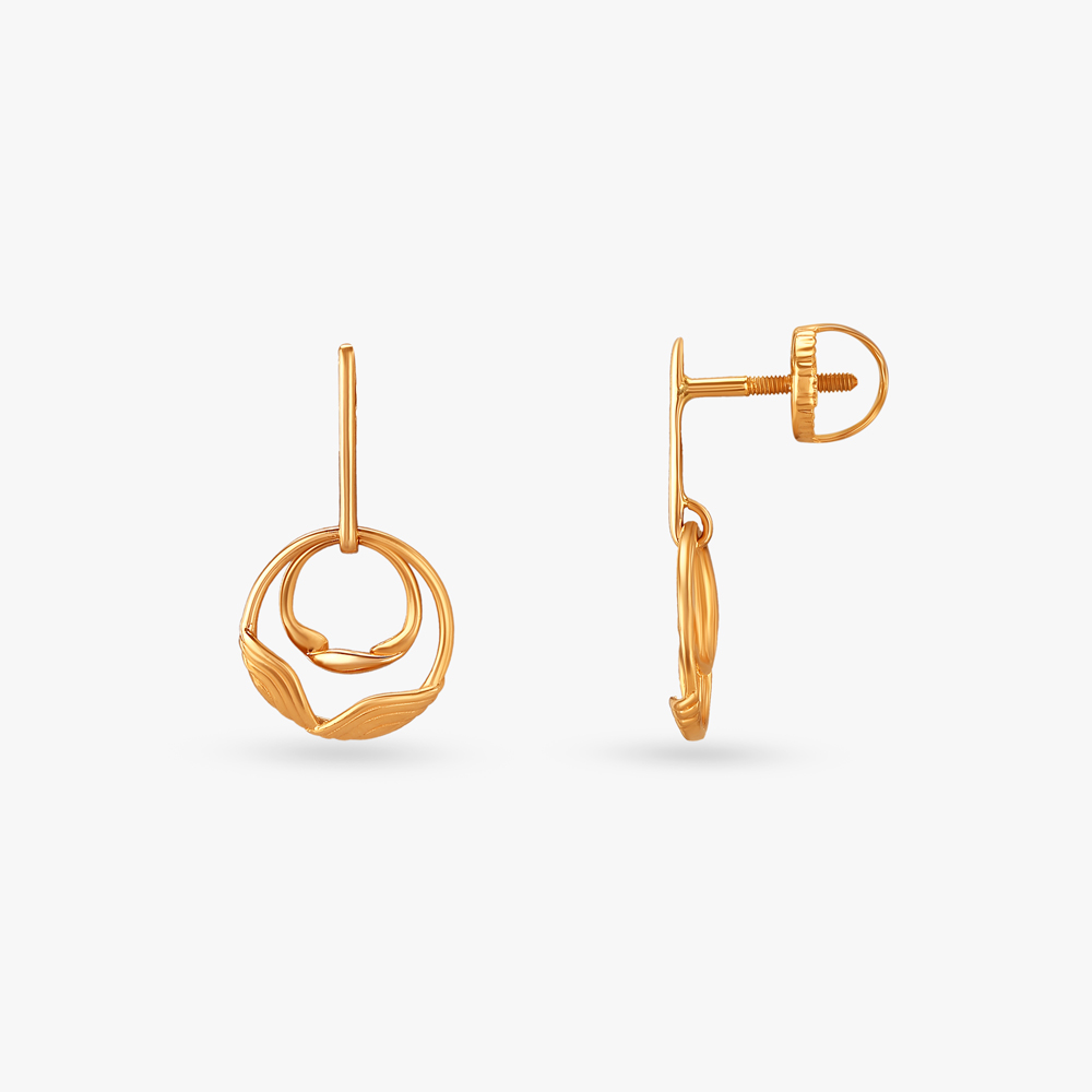 Circular Elegance Gold Pendant and Earrings Set,,hi-res image number null