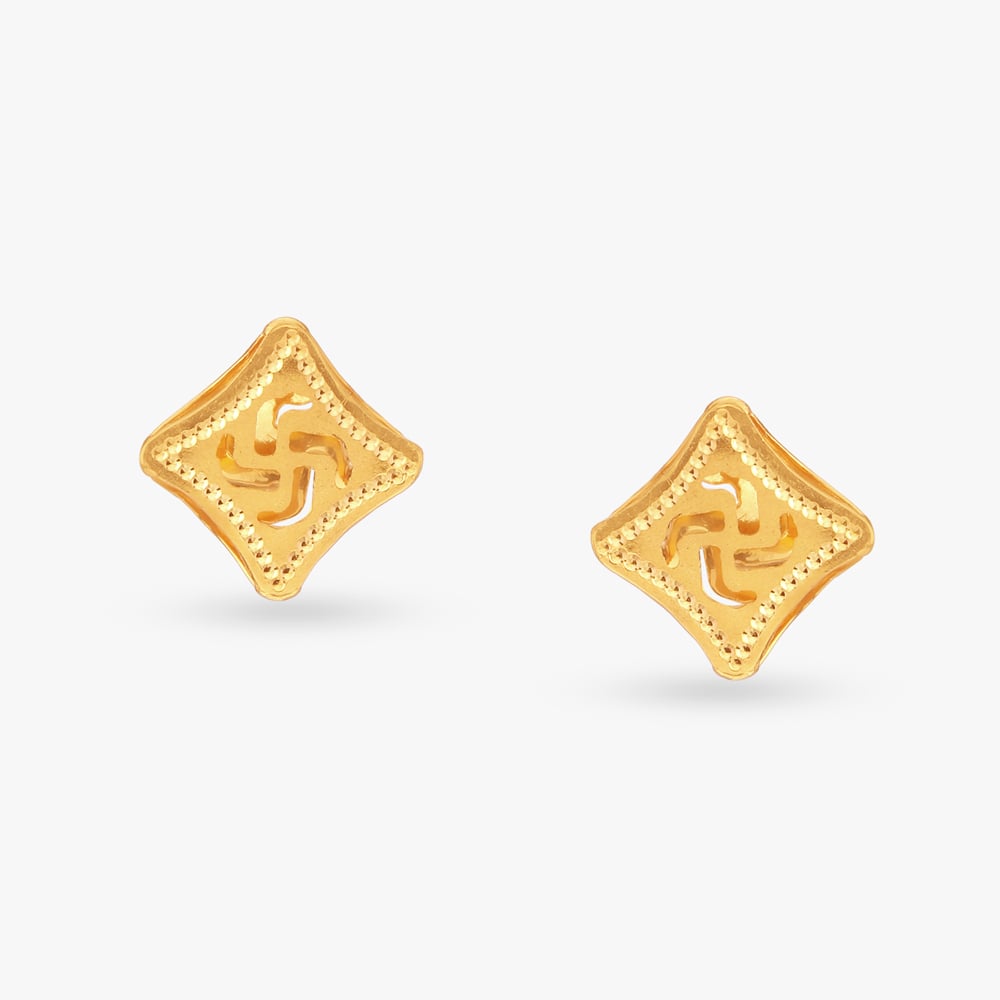 Cubist Gold Stud Earrings,,hi-res image number null