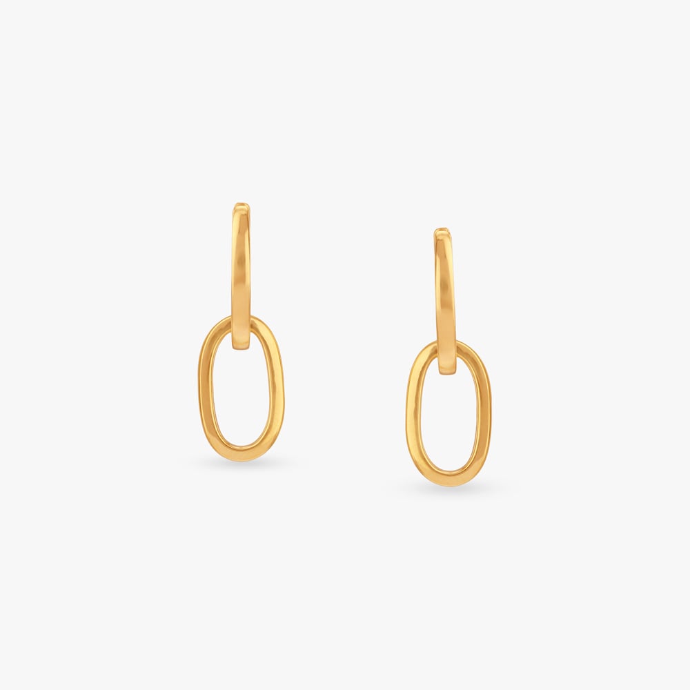 Sleek Link Gold Drop Earrings,,hi-res image number null