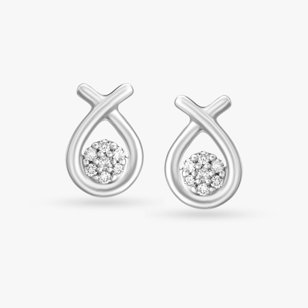 Quirky Diamond Stud Earrings in Platinum