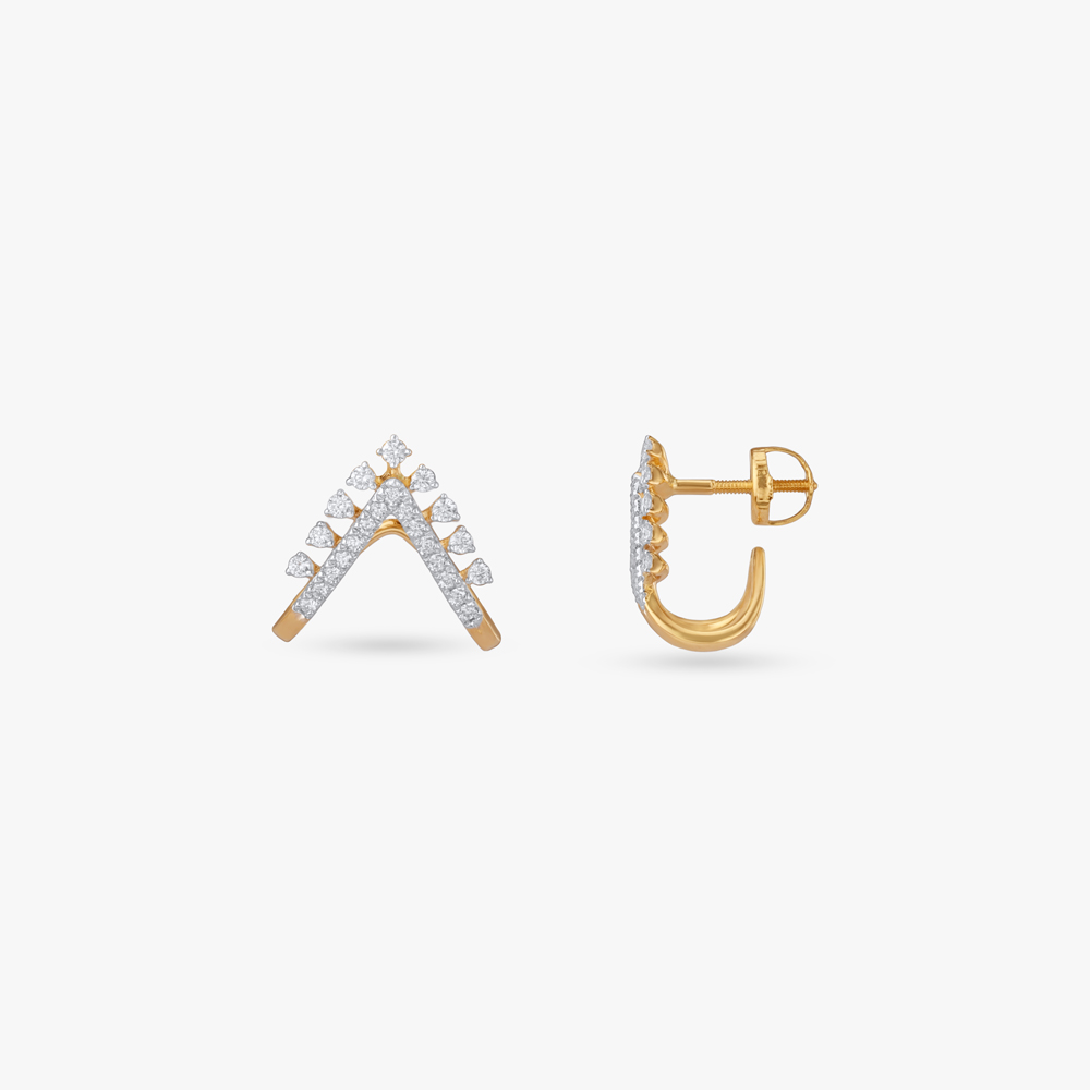Chevron Crest Diamond Stud Earrings,,hi-res image number null