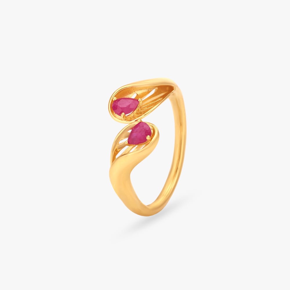 Twin Petal Gold Ring,,hi-res image number null