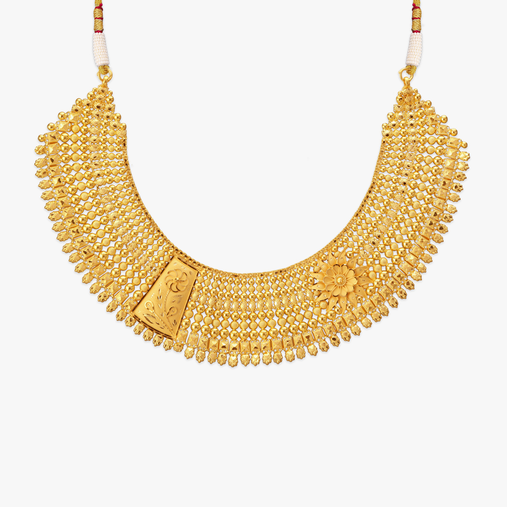 Radiant Petals Gold Choker Necklace Set,,hi-res image number null