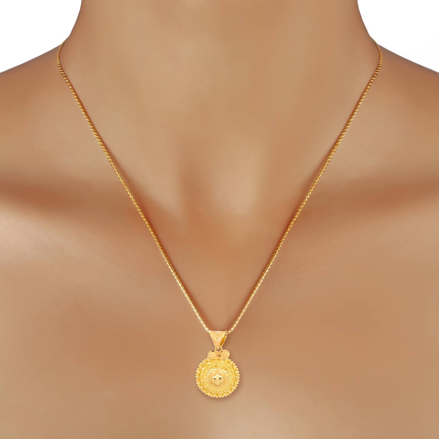Sophisticated 22 Karat Yellow Gold Circular Pendant,,hi-res image number null