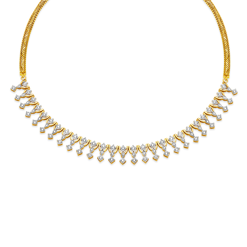 Luxurious Diamond Embellished Gold Necklace Set,,hi-res image number null