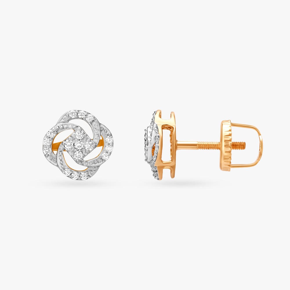 Floral Knot Diamond Stud Earrings,,hi-res image number null