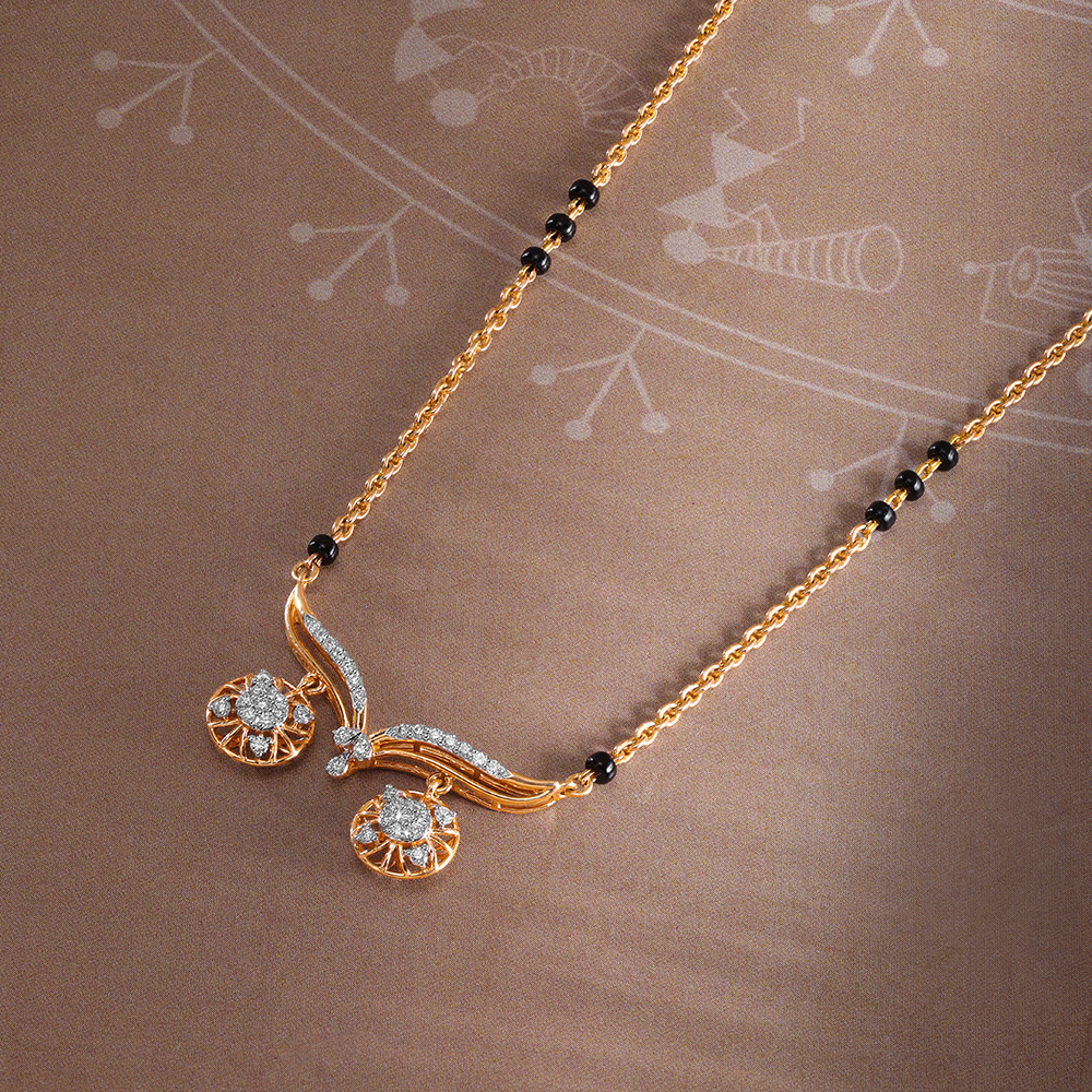 Eternal Eclat 18 Kt Gold and Diamond Vati Mangalsutra,,hi-res image number null