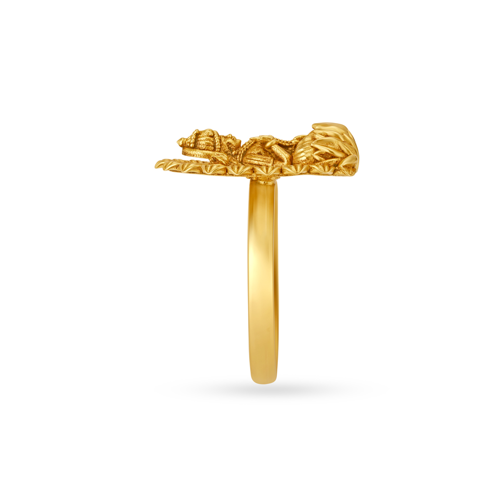 Ornate Carved Goddess Laxmi Finger Ring,,hi-res image number null