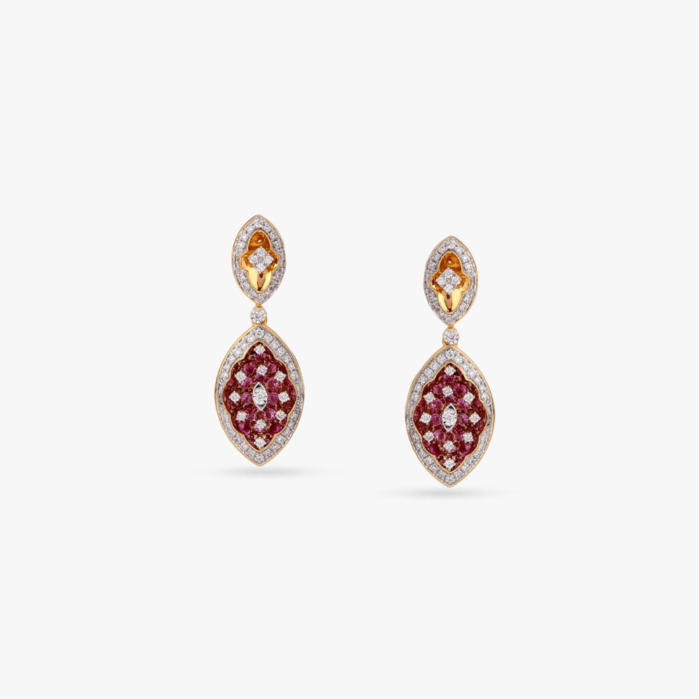 Crimson Drift Diamond Drop Earrings,,hi-res image number null