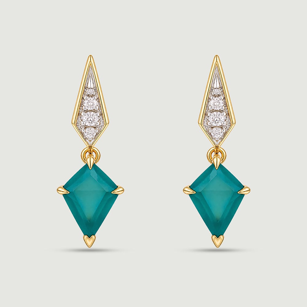 Bold Faceted Green Onyx Drop Earrings,,hi-res image number null