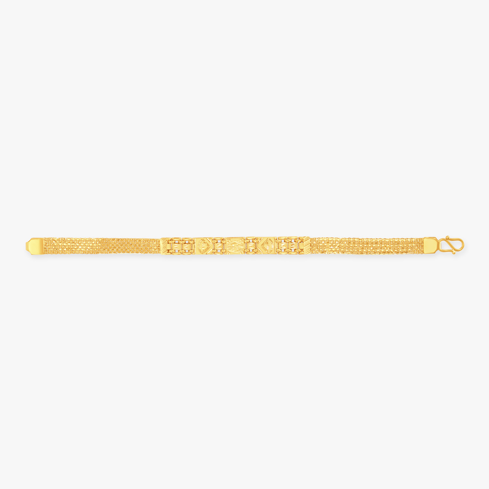 Artisanal Textured Gold Bracelet for Men,,hi-res image number null