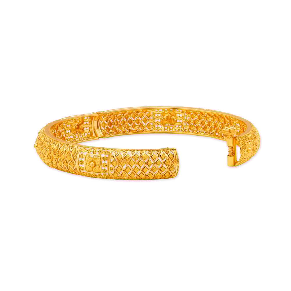 Otherworldly 22 Karat Yellow Gold Scaled Bangle,,hi-res image number null