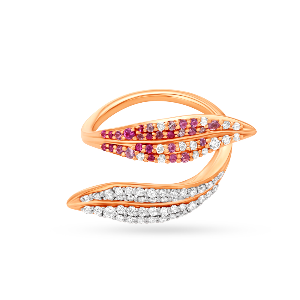 Leaf Inspired Sapphire Finger Ring,,hi-res image number null