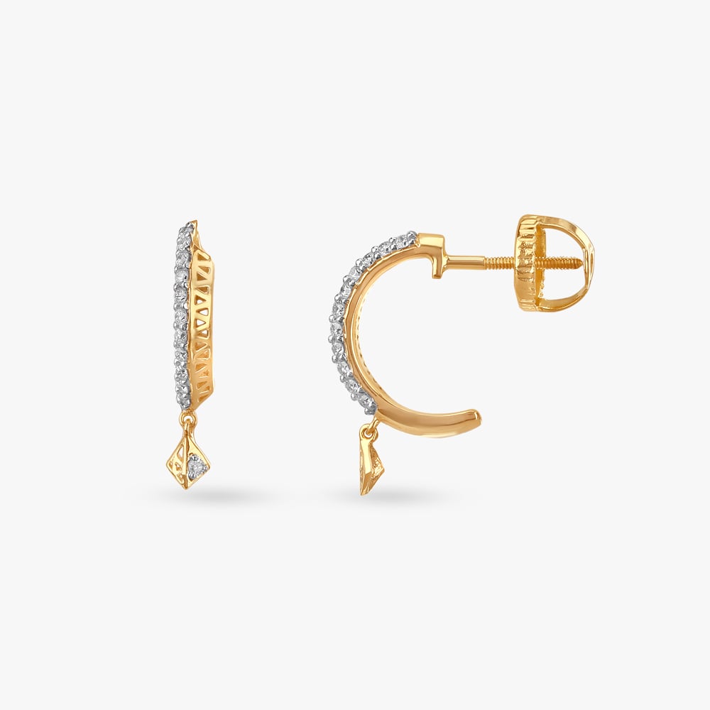 Modern Arch Diamond Hoop Earrings,,hi-res image number null