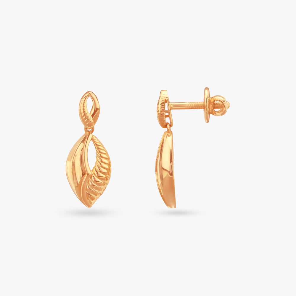 

Curved Leaf Gold Drop Earrings