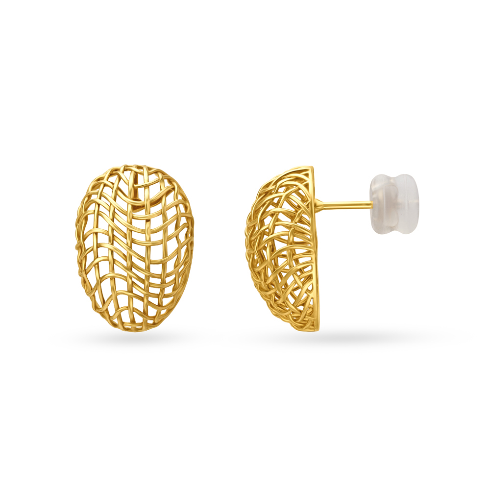 Woven Harmony Gold Stud Earrings,,hi-res image number null