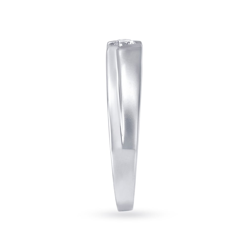 Glimmering Ridged Platinum and Diamond Ring,,hi-res image number null