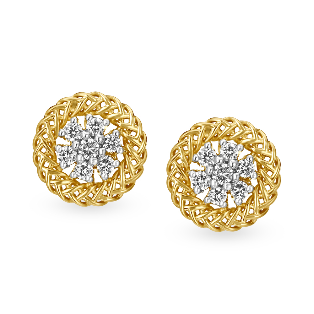 Traditional Floral Diamond Stud Earrings
