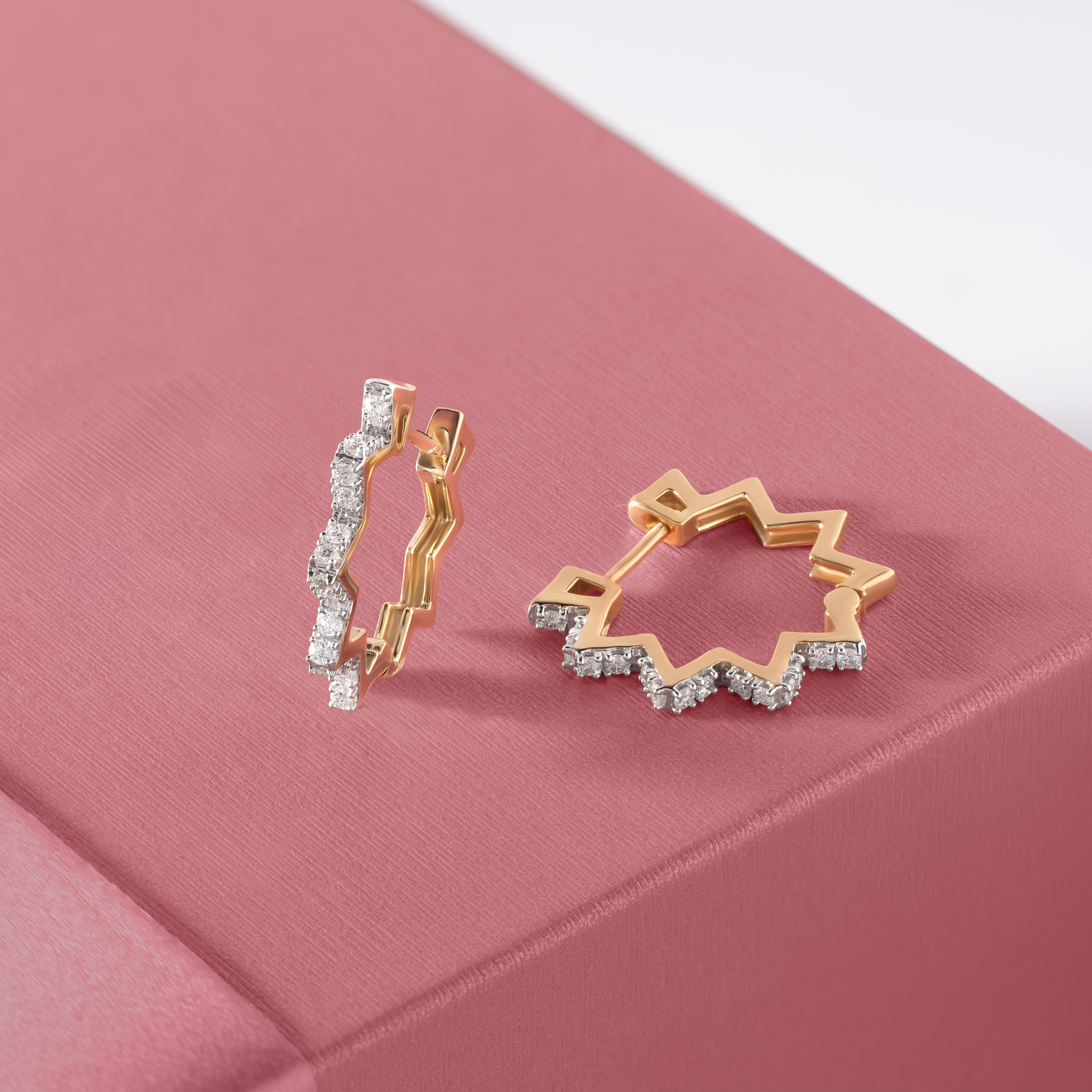 Starburst Luxe Gold & Diamond Hoop Earrings,,hi-res image number null