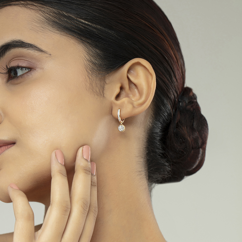 Dazzling Chic Gold & Diamond Hoop Earrings,,hi-res image number null
