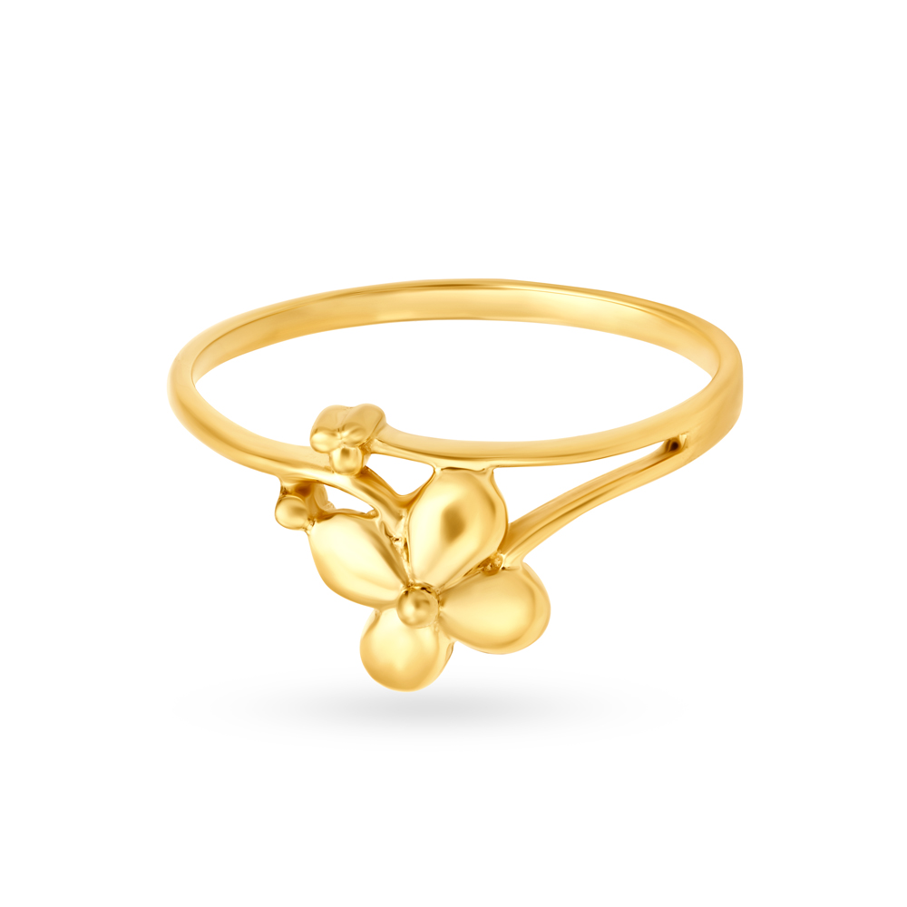Delicate 22 Karat Yellow Gold Flowerbud Ring,,hi-res image number null