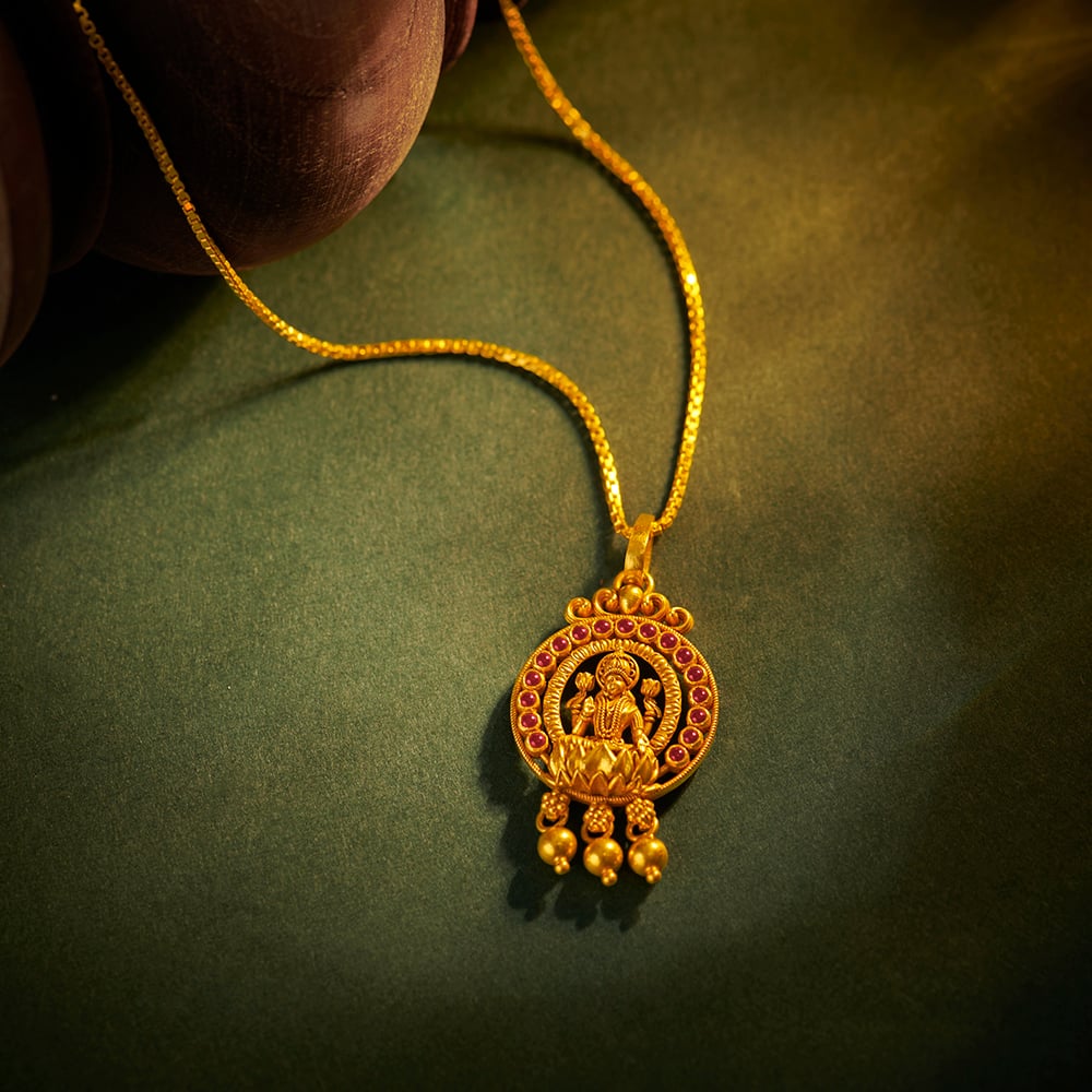 

Circular Goddess Laxmi Gold Pendant