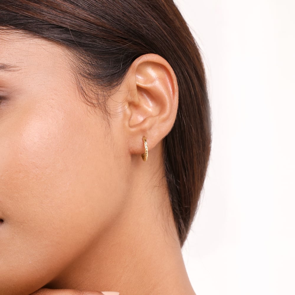 Hammered Texture Gold Hoop Earrings,,hi-res image number null