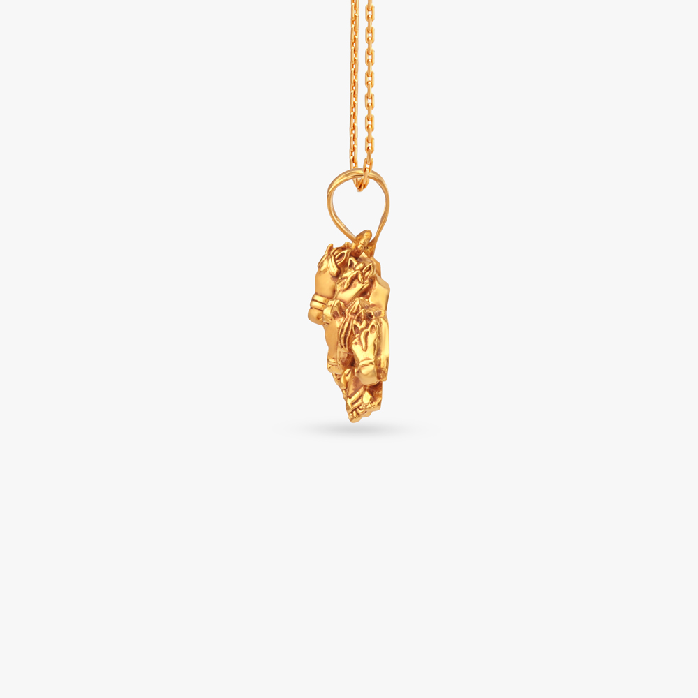 Sapta Ashwa Gold Pendant for Men,,hi-res image number null