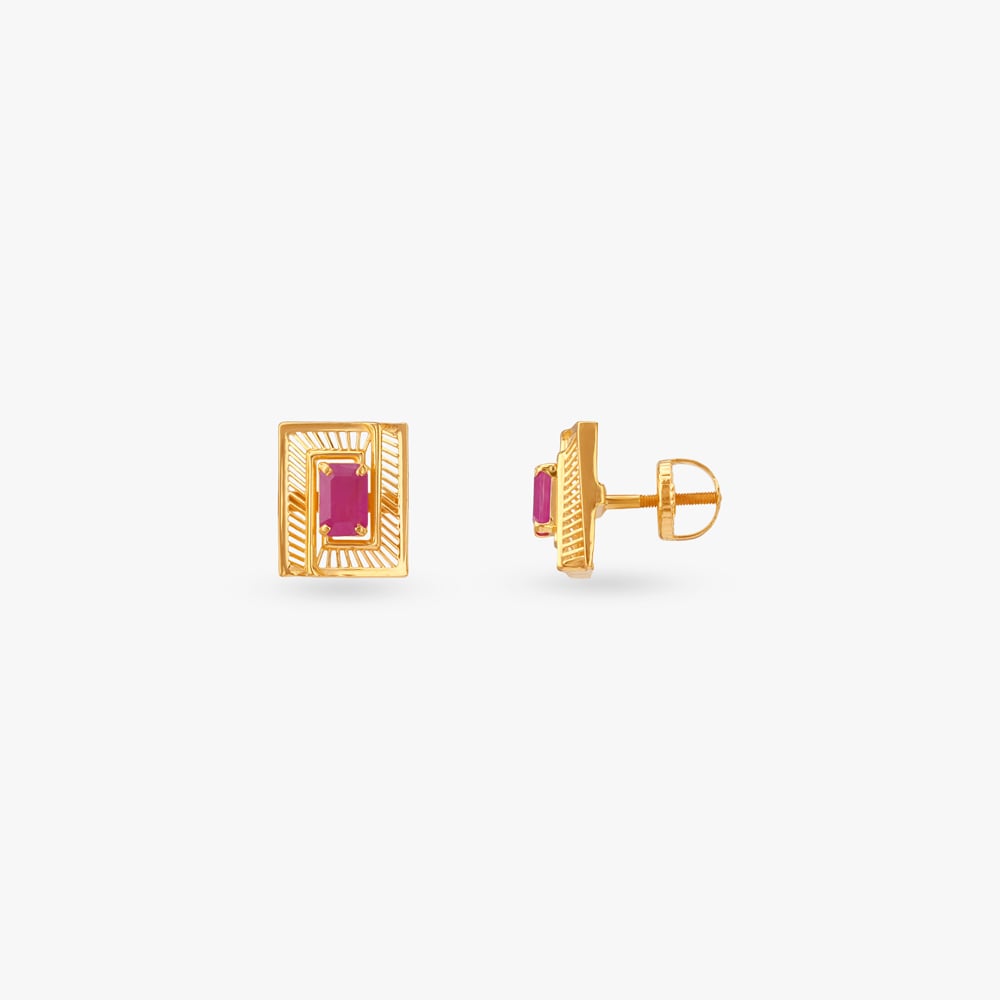 Edgy Modern Ruby Stud Earrings,,hi-res image number null