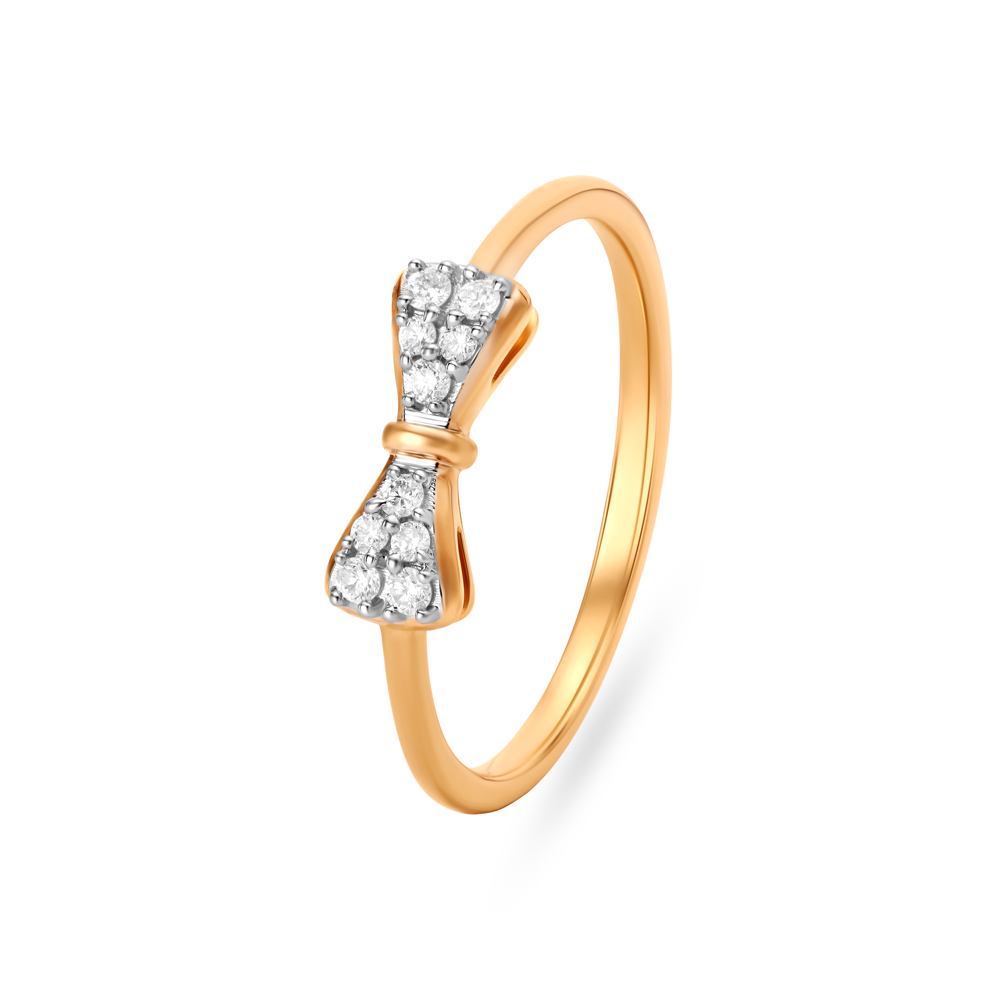 14KT Yellow Diamond Bow Bliss Finger Ring,,hi-res image number null