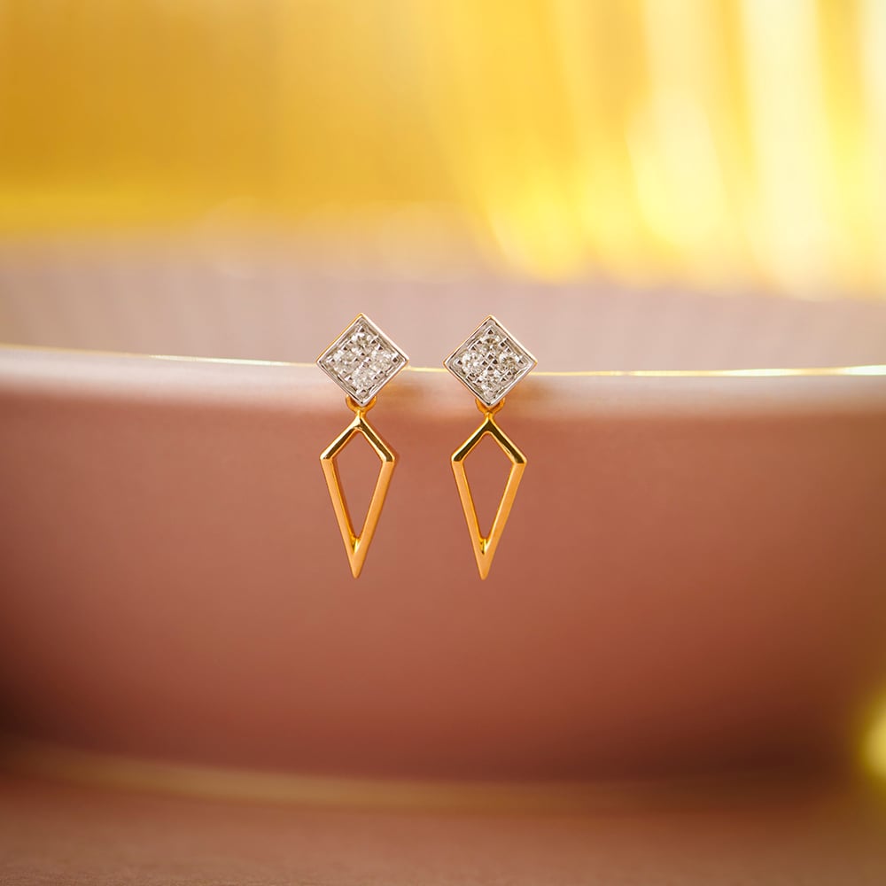 Sleek Geometry Diamond Drop Earrings,,hi-res image number null