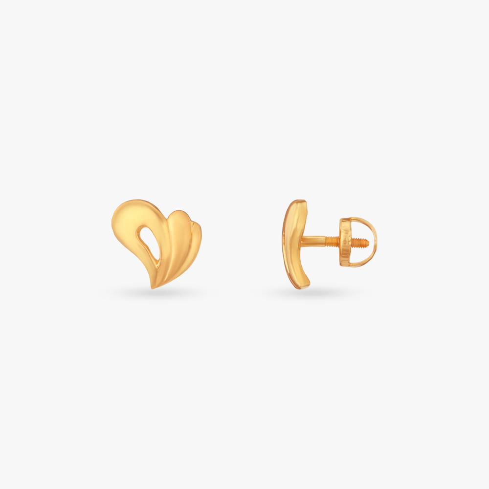 Abstract Elegance Gold Stud Earrings,,hi-res image number null