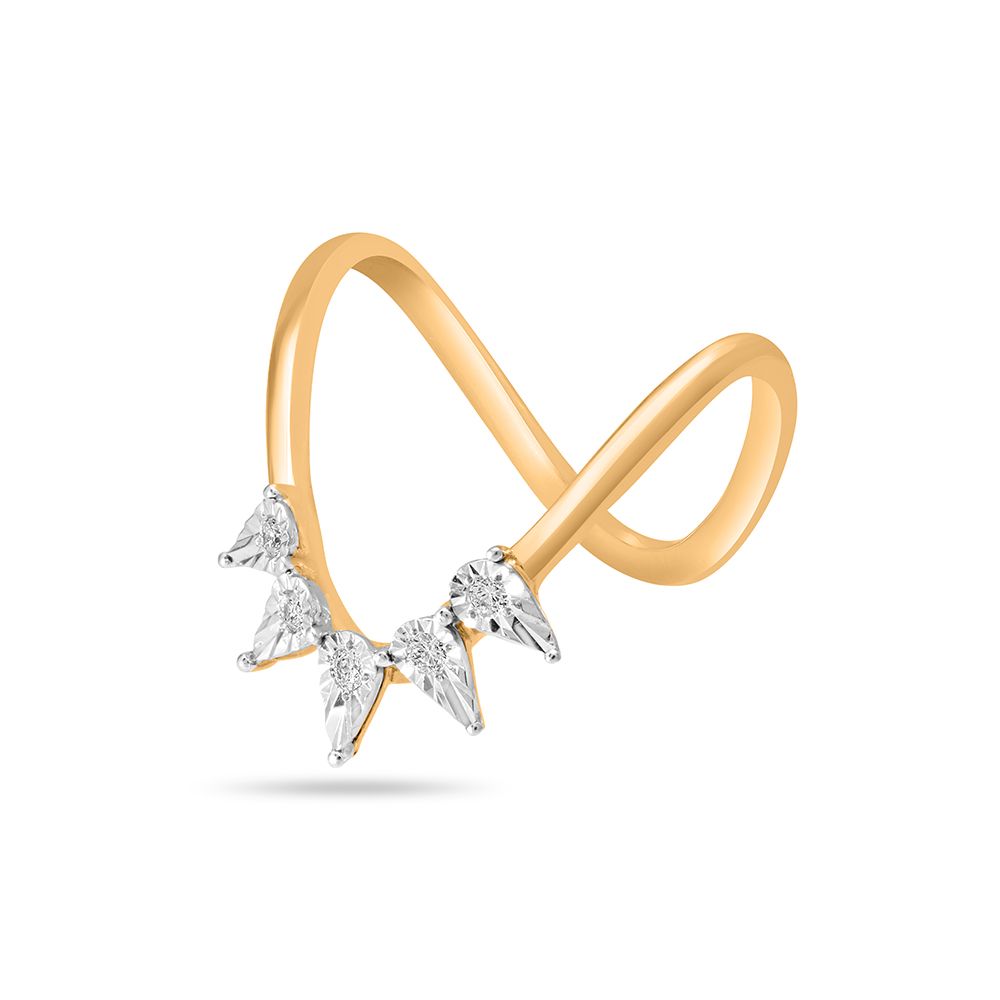 18KT Yellow And White Gold Diamond Studded Vanki Ring,,hi-res image number null