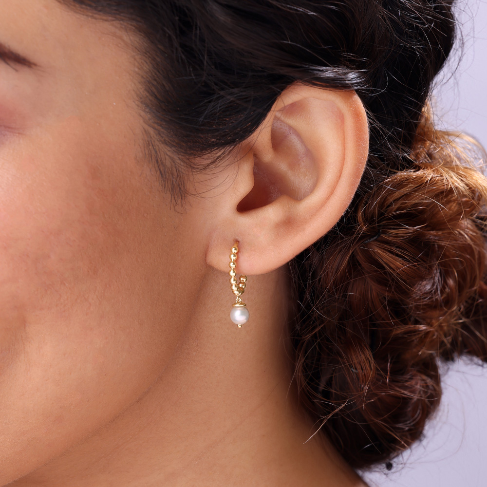 Playful Bubbly Pearl Hoop Earrings,,hi-res image number null
