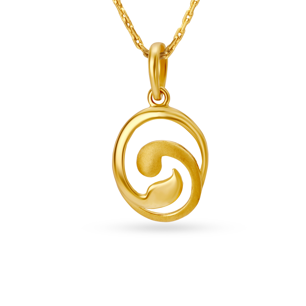 Oval And Leaf Gold Pendant,,hi-res image number null