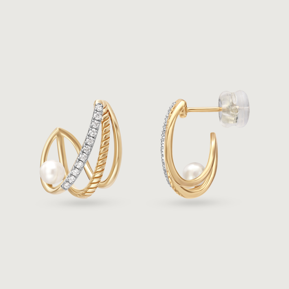 Pearl Planets in Orbit 14KT Hoop Earring,,hi-res image number null