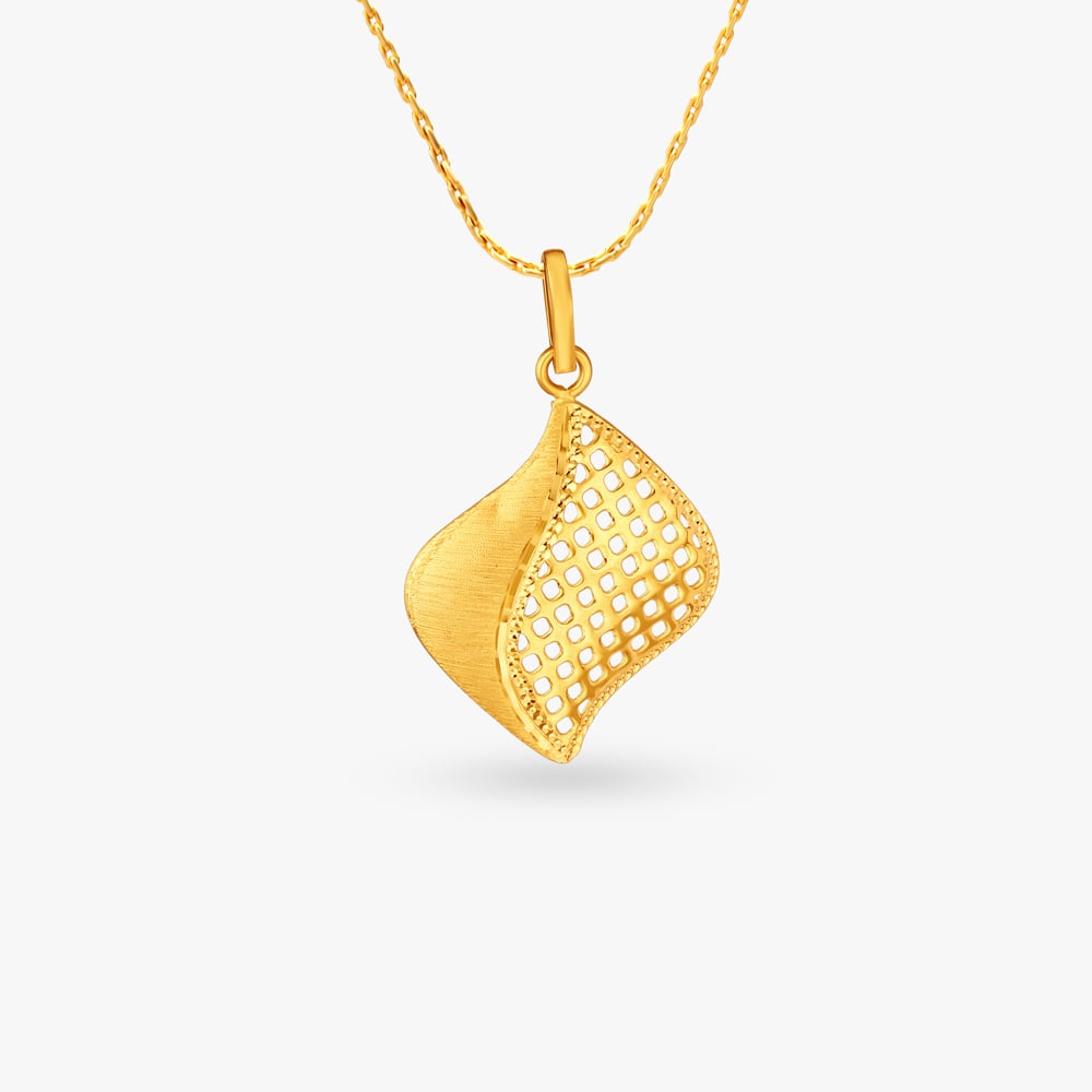 Lattice-Worked Gold Pendant and Earrings Set,,hi-res image number null