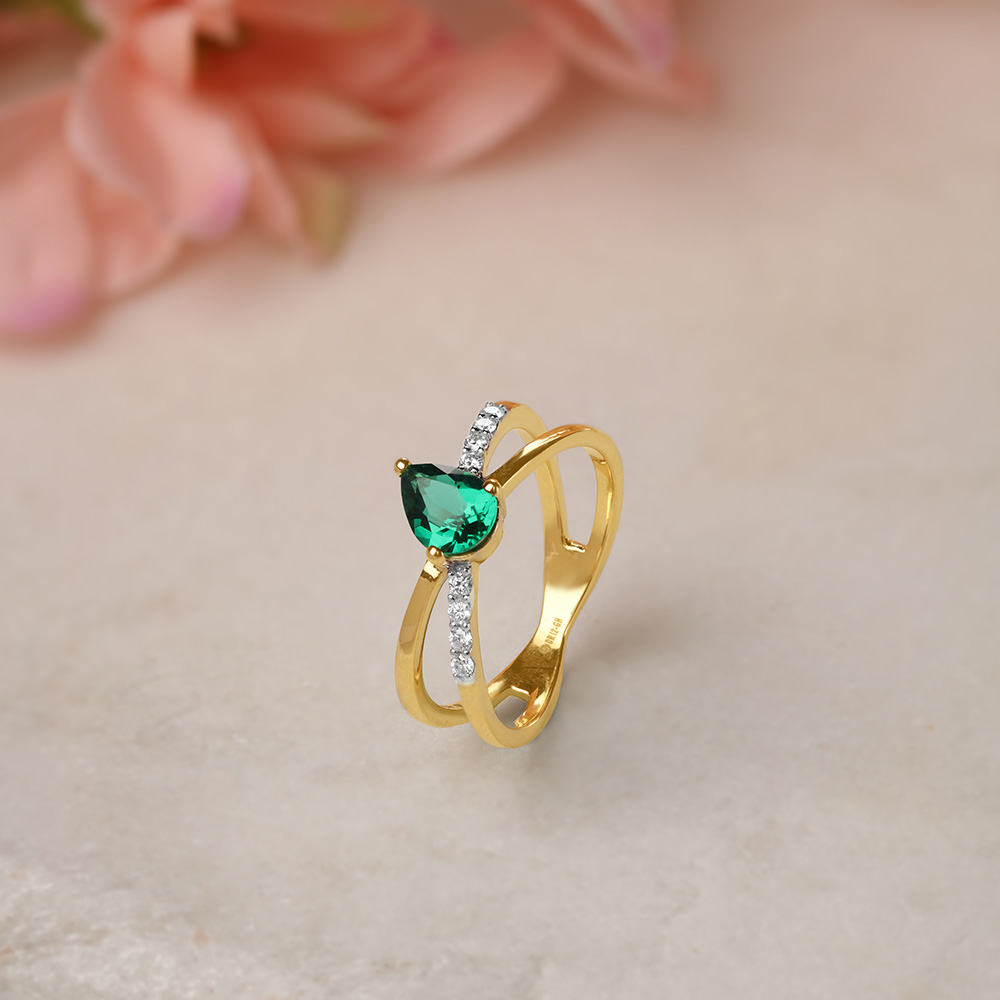 Verdant Radiance 14KT Gold & Diamond Ring,,hi-res image number null
