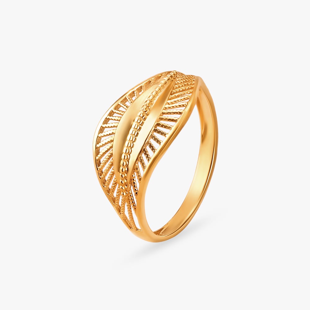 Artistic Leaf Gold Finger Ring,,hi-res image number null