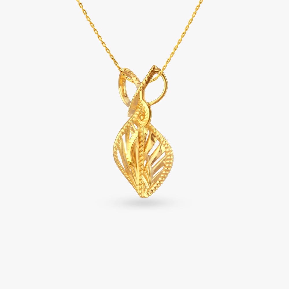 Sculpted Breeze Gold Pendant and Earrings Set,,hi-res image number null