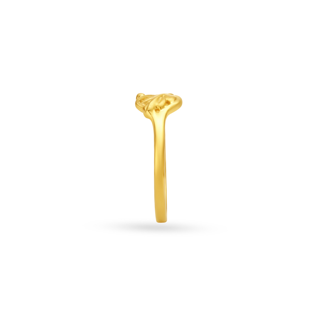 Carved Leaf Gold Finger Ring For Kids,,hi-res image number null