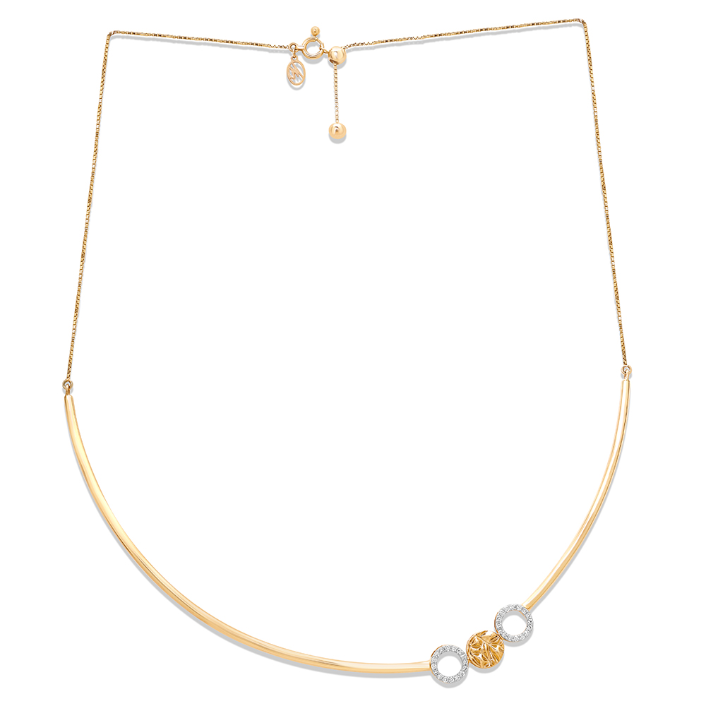 14KT Yellow Gold Radiant Tri-Circle Diamond Necklace,,hi-res image number null