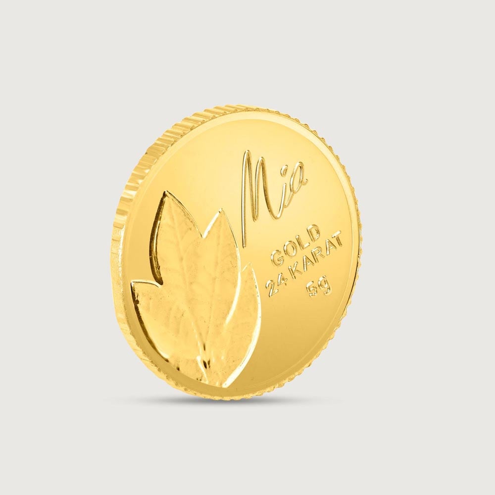 5 GM 24 Karat Mango Leaf Gold Coin,,hi-res image number null