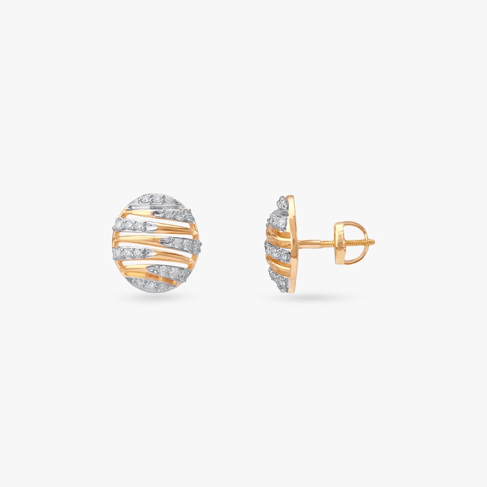 Trendy Stripe Diamond Stud Earrings,,hi-res image number null