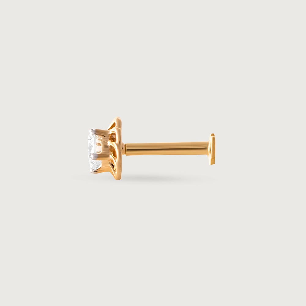 Ethereal Glow Gold and Diamond Nose Pin,,hi-res image number null
