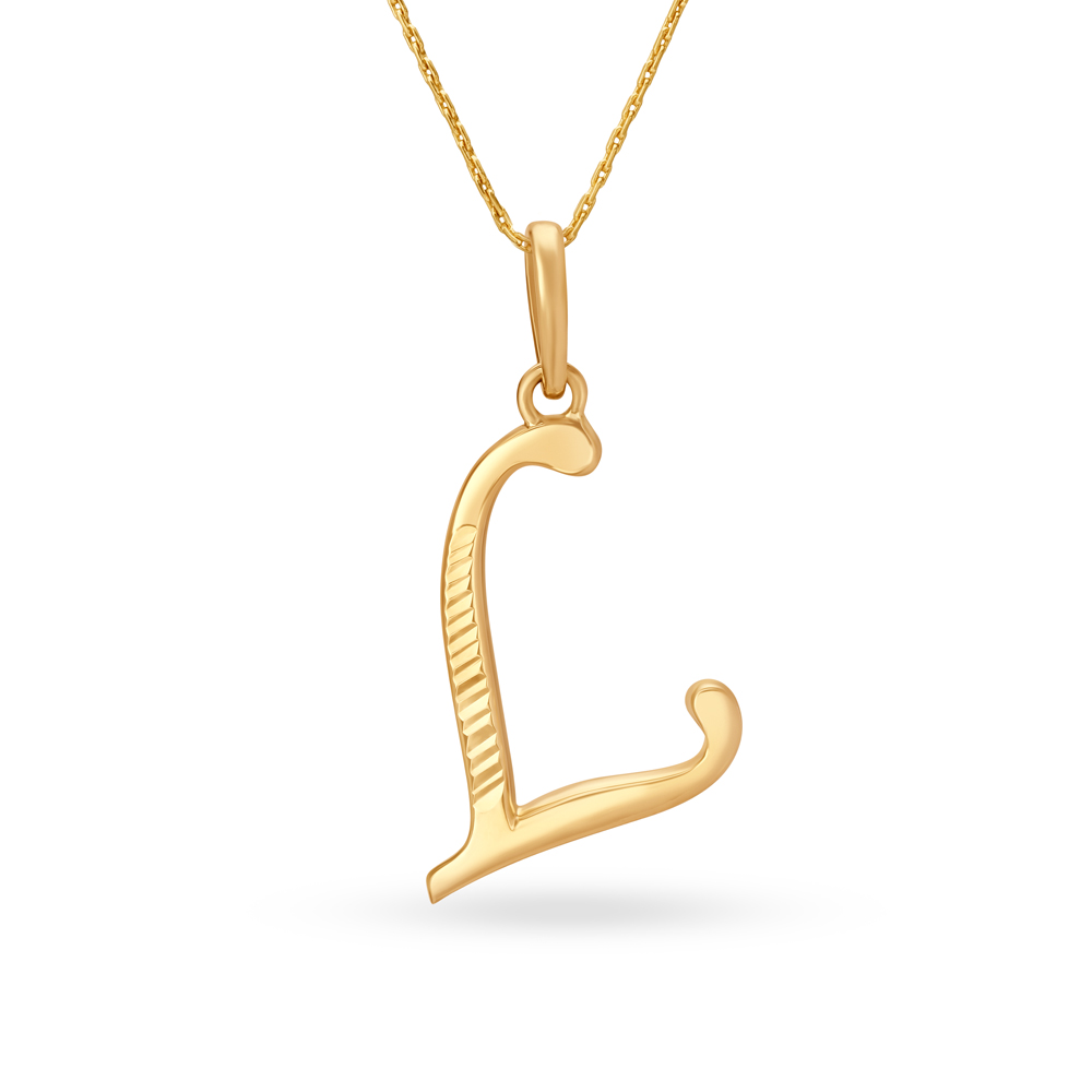 Charming Typographic Letter L Gold Pendant,,hi-res image number null