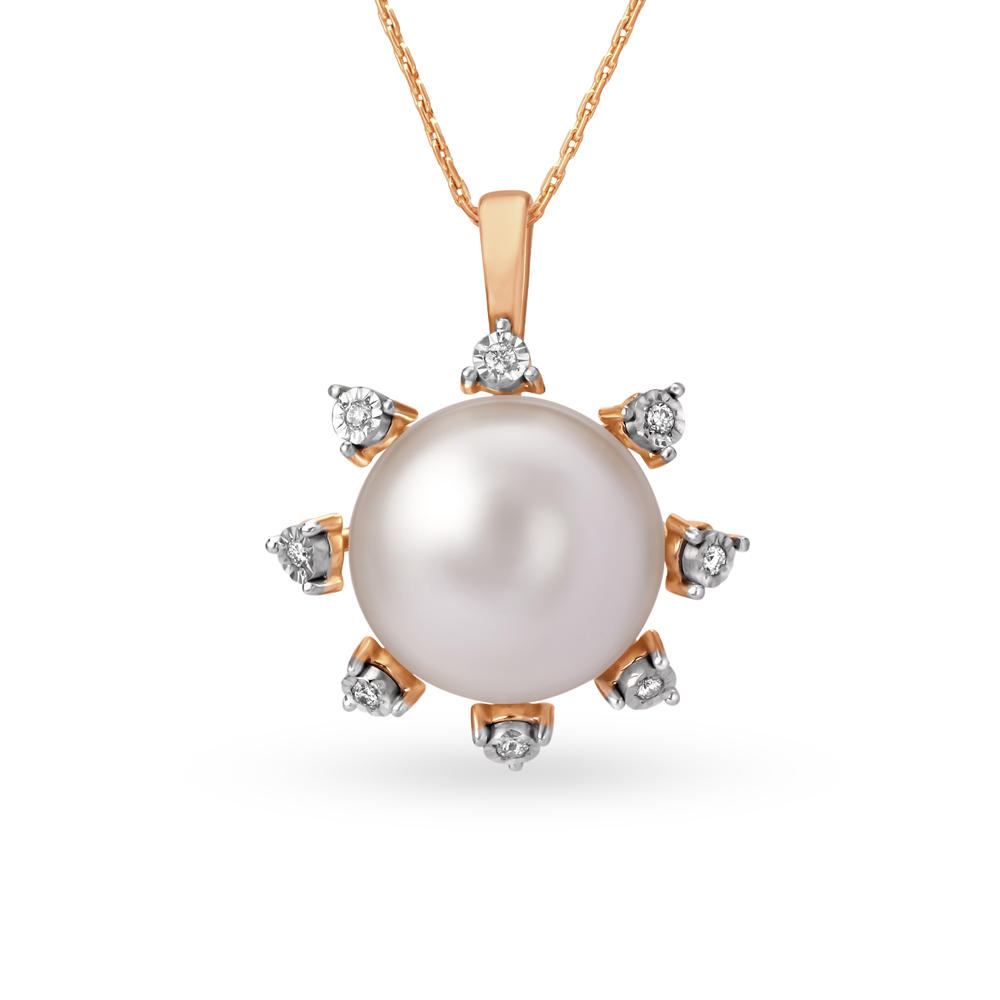 Stunning Sun Inspired Diamond Pendant in White and Rose Gold,,hi-res image number null