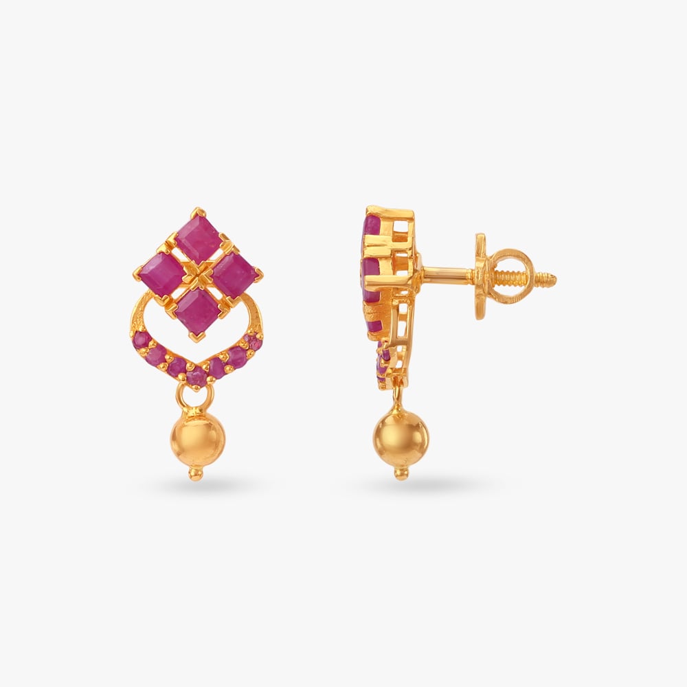 Radiant Petal Ruby Drop Earrings,,hi-res image number null