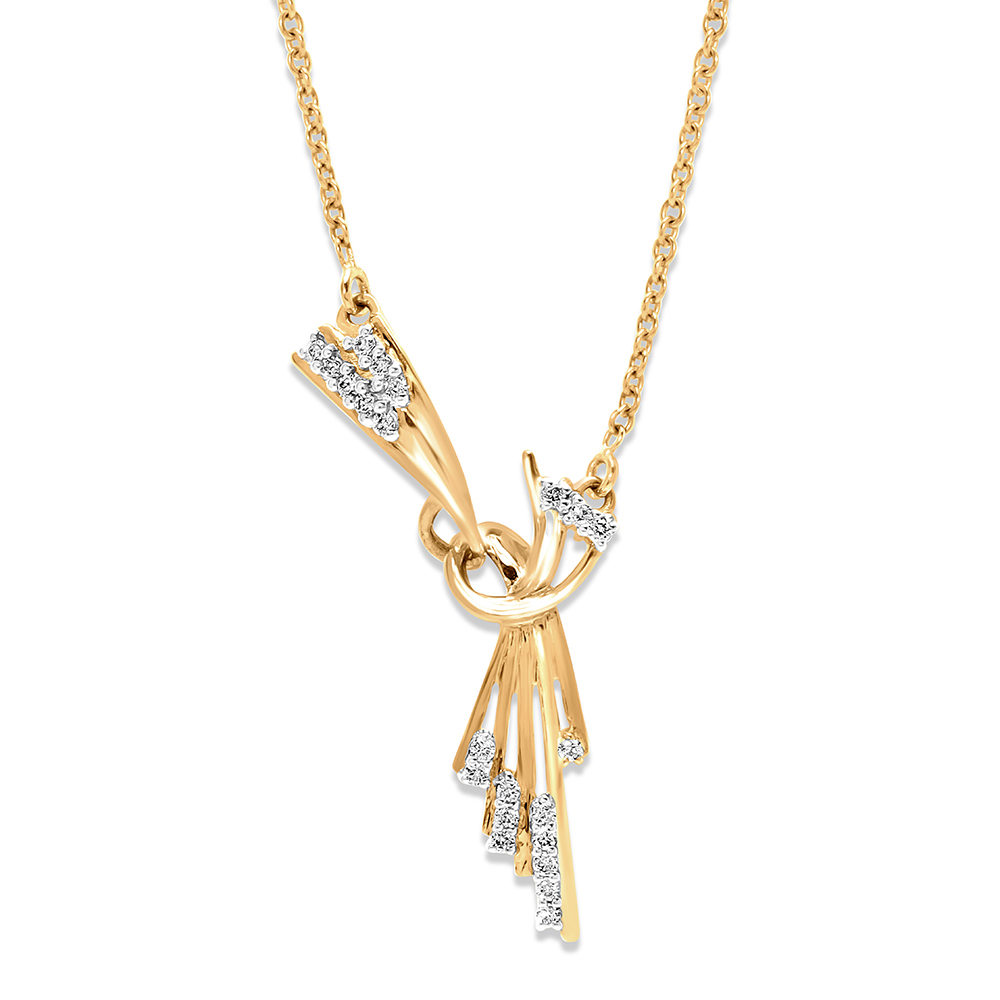 14KT Yellow Gold Knot Tied Diamond Necklace,,hi-res image number null